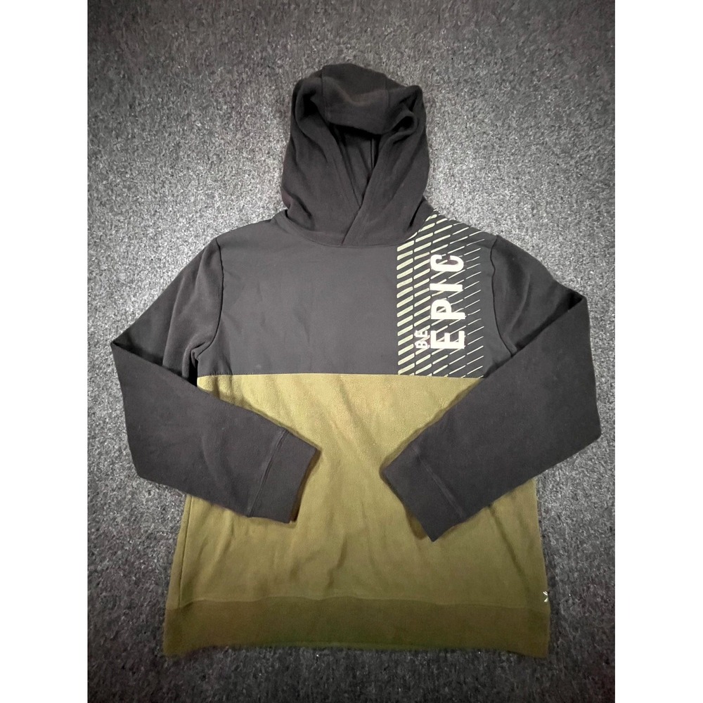 Xersion Hoodie Boys L 14/16 Olive Black Be Epic Colorblock Fleece Lined Pullover